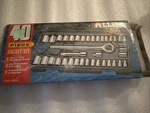 Allied Tools Mixed Drive Size Ratchet & Socket Set, 40 Pieces #86084. Fixed Price $7.99.
