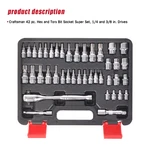 1/4 & 3/8" Drive Hex And Torx Bit Socket Set Ratchet Wrench Tool Craftsman 42PC. Fixed Price $45.69.
