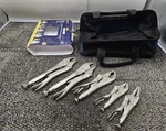 5-PIECE Irwin 2077704 Vise Grip Locking Pliers Assembly Canvas Tool Tote Bag. Fixed Price $89.99.