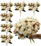 6 Pcs White Silk Rose Bouquet 10 Flowers Per Pack Mini Fake Bunches. Fixed Price $27.75.