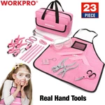 Workpro 23 Piece Pink Kid Tool Kits Home Diy Woodworking Hand With Bag. Fixed Price $9.90.