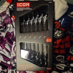 New Icon Professional Large Reversible Metric Ratcheting Wrench Set WRRM-6 Ship. Fixed Price $120.00.