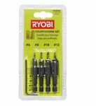 Ryobi Countersink Set AR2008G, 4PC, #6 #8 #10 #12 Sizes, Ea. Drill Driver Bits. Fixed Price $19.99.