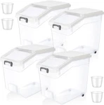4 Pcs Rice Stora Container 38 Lb Flour With Wheels. Fixed Price $115.49.