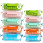 Crest 10-PACK Glass Food Storage Containers Set Of Five Colors Meal Prep. Fixed Price $54.29.
