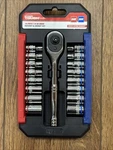 Hyper Tough 19 Piece 1/4 Inch Drive Ratchet And Set, Deep Sockets, 43233. Fixed Price $16.99.