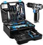 Dekopro Blue Kit Drill Set Home Mechanic Toolbox With 12V Power Cord. Fixed Price $67.99.