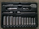 Snap On Tools 17 Piece Ratchet Socket Wrench Set. Fixed Price $650.00.