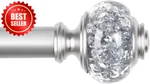 32-58" Telescoping Splicing Curtain Rod 7/8" Silver Translucent Finials Us. Fixed Price $32.99.