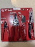Milwaukee 4PC Electrician's Hand Tool Set Wire Stripper Cutter Screwdriver Knife. Fixed Price $29.00.