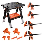 Pony Portable Folding 2-IN-1 Sawhorse Workbench 4PC Clamp&bench Dog. Fixed Price $140.99.
