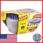 Gladware Deep Dish Food Storage Containers W/ Lids, 8 Cups (64 Oz), 3-PACK. Fixed Price $19.03.