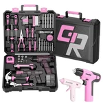 Grenpro Pink Tool Drill Set, 188PCS Kit For Home With Cordless. Fixed Price $80.79.