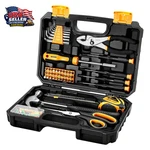 Dekopro General Household Hand Kit With Plastic Toolbox 50PCS, Yellow. Fixed Price $38.73.