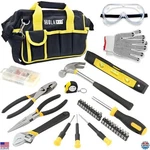 64-PIECE Home Tool Set With 18-POCKET Bag, Hammer, Pliers, Wrenches, Diy. Fixed Price $43.89.