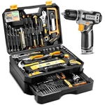 Kit Drill Set Dekopro Home Mechanic Toolbox With 12V Power Cordless. Fixed Price $134.98.