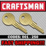 ( ) Two Craftsman Tool Box Keys / Select Your Code Series 001-250. Fixed Price $9.95.
