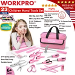 Workpro 23PCS Pink/blue Kids Safe Comfort Design Hand Tool Kit Home Diy Set. Fixed Price $9.99.