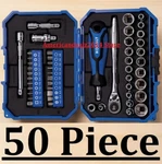 Kobalt 50-PIECE Sae & Metric Polished Chrome Mechanics Tool Set W/ Hard Case New. Fixed Price $64.74.