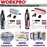Workpro 12V Cordless Rotary Tool Kit 7500-32000 Rpm 276PC/295PC/208PC Accessory. Fixed Price $29.99.
