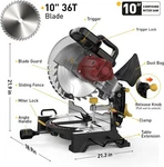 Portable 10" Marvtool Compound Miter Saw 15AMP Single Bevel 0-45 Wood/metal Cut. Fixed Price $166.92.