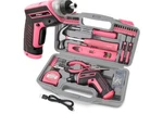 Hi-spec 35PC Tool Kit With 3.6V Usb Electric Screwdriver And Drill Set Pink Red. Fixed Price $40.00.