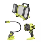 Ryobi 18V 3 Combo Hybrid Panel Spotlight, Clamp (tools Only). Fixed Price $159.84.