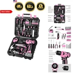 Pink Cordless Drill Set With Bits And Tools Home Diy Kit For Women. Fixed Price $97.51.