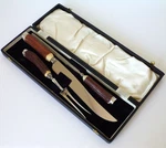 Barker Sheffield England 3 Piece Carving Set Stag Handle Stainless W/ Case. Fixed Price $64.99.