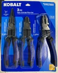 Kobalt 3 Piece High Leverage Pliers Set - Long Nose, Diagonal & Linesman 5062989. Fixed Price $19.00.