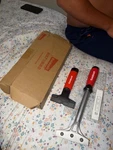 Goldblatt G02722 2PC Scraper Set, 4 In Carbon Steel Blade, Red Handles. Fixed Price $30.00.