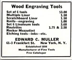 Edward C. Muller Wood Engraving Tools New York Ny 1940 Ad TAJ4-S19. Fixed Price $13.50.