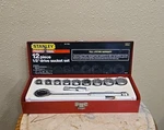 Vintage Stanley Professional 12 Piece 1/2" Drive Socket Set 87-739 Usa. Fixed Price $55.00.