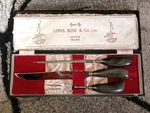 Vintage Lewis Rose & Co Sheffield Buffalo Horn Handle 3 Pc Knife Carving Set. Fixed Price $25.77.
