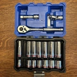 Kobalt 3/8 Drive Sae Socket Set 90 Tooth Ratchet Deep & Shallow W/ Case. Fixed Price $14.99.