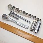 Lot 16-PIECE Craftsman Usa 3/8" Drive Tool Set Sae Ratchet-sockets-extension Bar. Fixed Price $34.95.