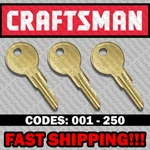 ( 3 ) Three Craftsman Tool Box Keys / Select Your Code Series 001-250. Fixed Price $17.99.