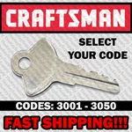 Craftsman Tool Box Replacement Key Cut Code 3001 - 3050. Fixed Price $6.99.