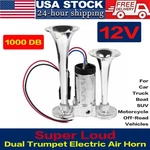 Dual Trumpet Ultra Loud Train Suv Motorcycles Car Truck Air Horn 1000DB 12V. Fixed Price $25.24.