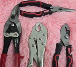 Hyper Tough 4-PIECE Hand Tool Set: Snips & Pliers, Red/black. Fixed Price $25.00.