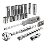 25-PIECE 3/8 Drive Sae Tool Set With Gearless Ratchet. Fixed Price $88.09.