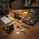Luxury Watch Repair Kit - 145 Tools, Press Set, And 60 Universal Batteries. Fixed Price $79.89.