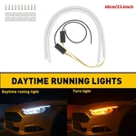 2X 60CM Amber Turn Signal White Car Drl Daytime Running Led Strip Light Eyebrow. Fixed Price $14.24.