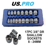 Us Pro Tools 17PC 3/8 Dr Shallow Sockets Set, Point 8-24MM 1376. Fixed Price $15.42.