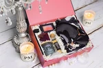 Gift Box For Her - Candle, Soap, Hair Tool Set Black Color. Fixed Price $80.00.