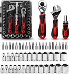53-PIECE Socket Wrench Set, With 20-IN-1 Ratcheting Small, Red. Fixed Price $64.99.
