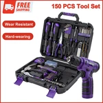 Cartman 150 Piece Tool Set, With 8V Purple Cordless Drill Home Kit. Fixed Price $77.20.