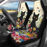 2PCS Waterproof Front Seat Covers, Hippie Floral Black Cat Pattern Universal .... Fixed Price $75.89.