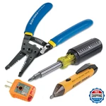 Klein Tools 80018P 4-PC Electrical Kit W/ Wire Stripper, Screwdriver, Teste. Fixed Price $95.39.