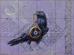 Bird Tile Backsplash Ceramic Mural Hughbanks Raven Art DHA053. Fixed Price $125.00.